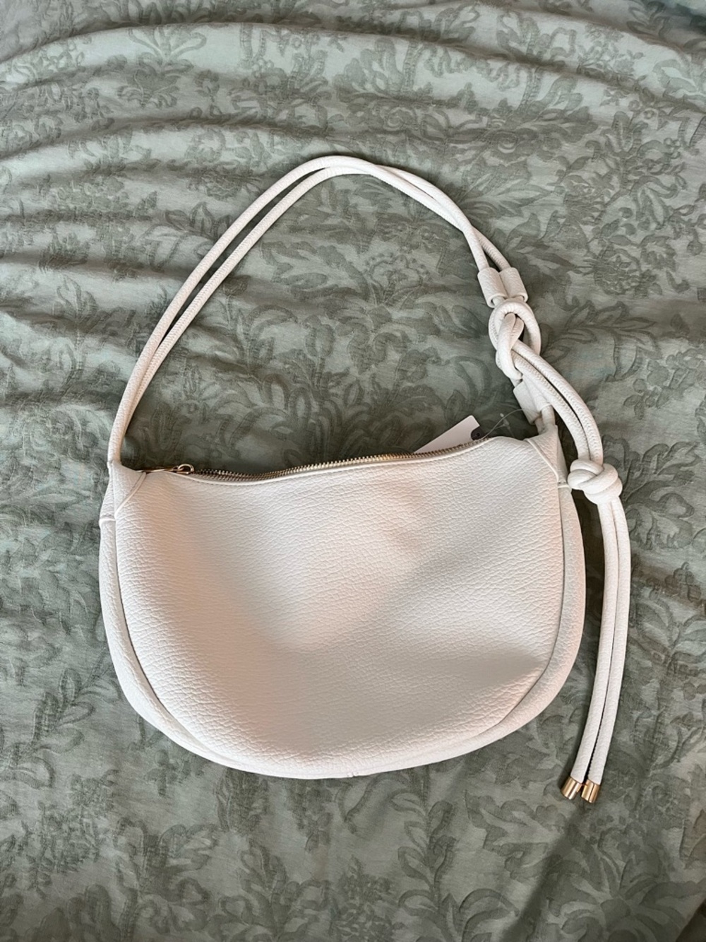 Anthropologie Mali & Lili White Vegan Leather Shoulder Bag with Knot Strap